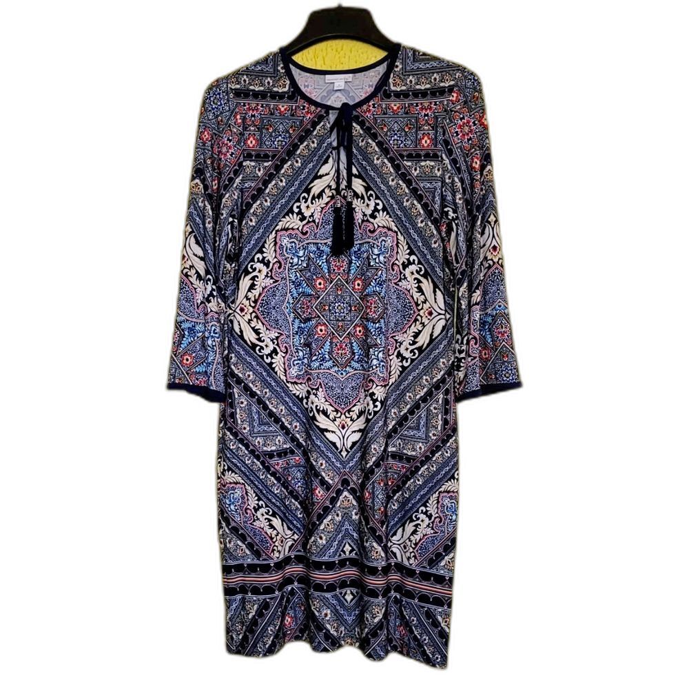 Blue Sheath Dress with 3/4 Sleeves